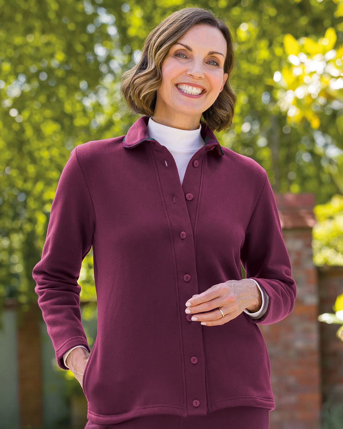 Ladies fleece outlet cardigan with buttons